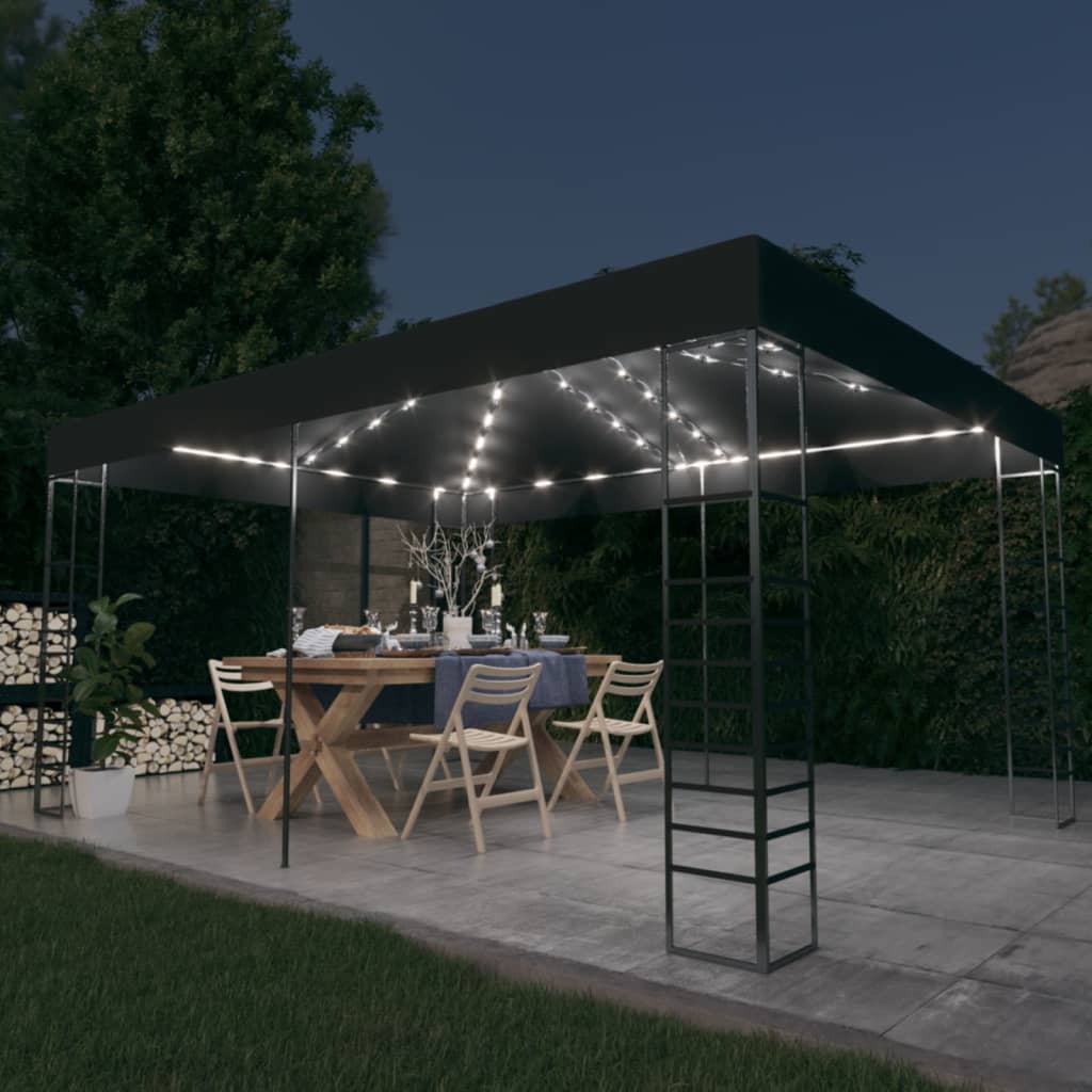 Pavillon med led-lyskæder 3x4 m antracitgrå - number 1.