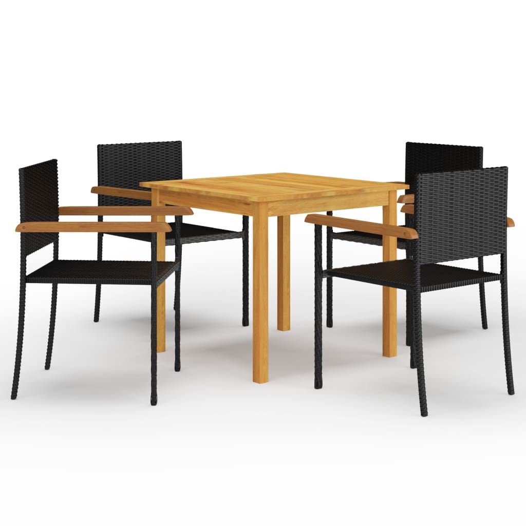Dining table set for the garden 5 parts - black, 4 - number 1.