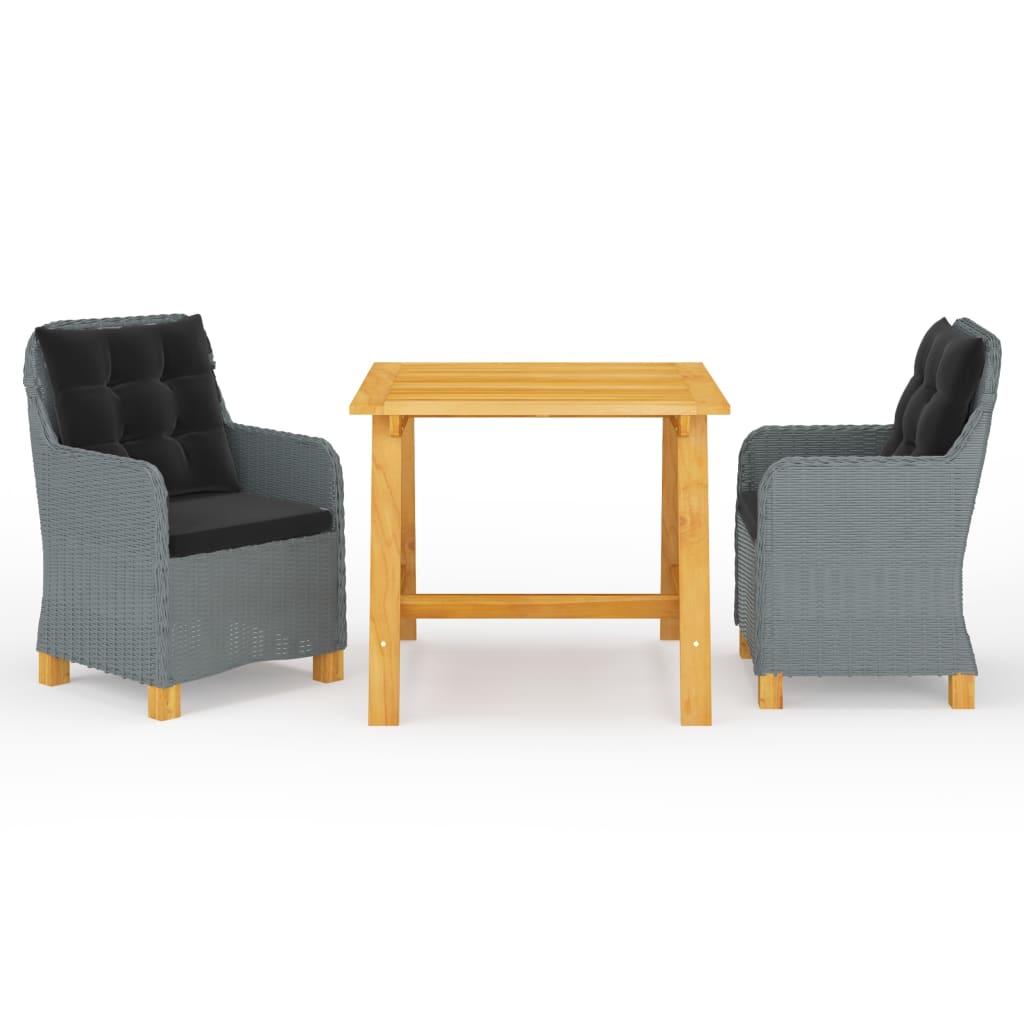 3-delt hage spisebord sett - lys grå, med ryggpute, 2 - number 1.