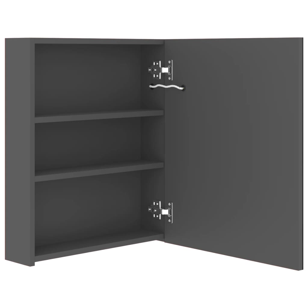 Badeværelsesskab med spejl + led-lys 50x14x60 cm - grå, 1 - number 5.