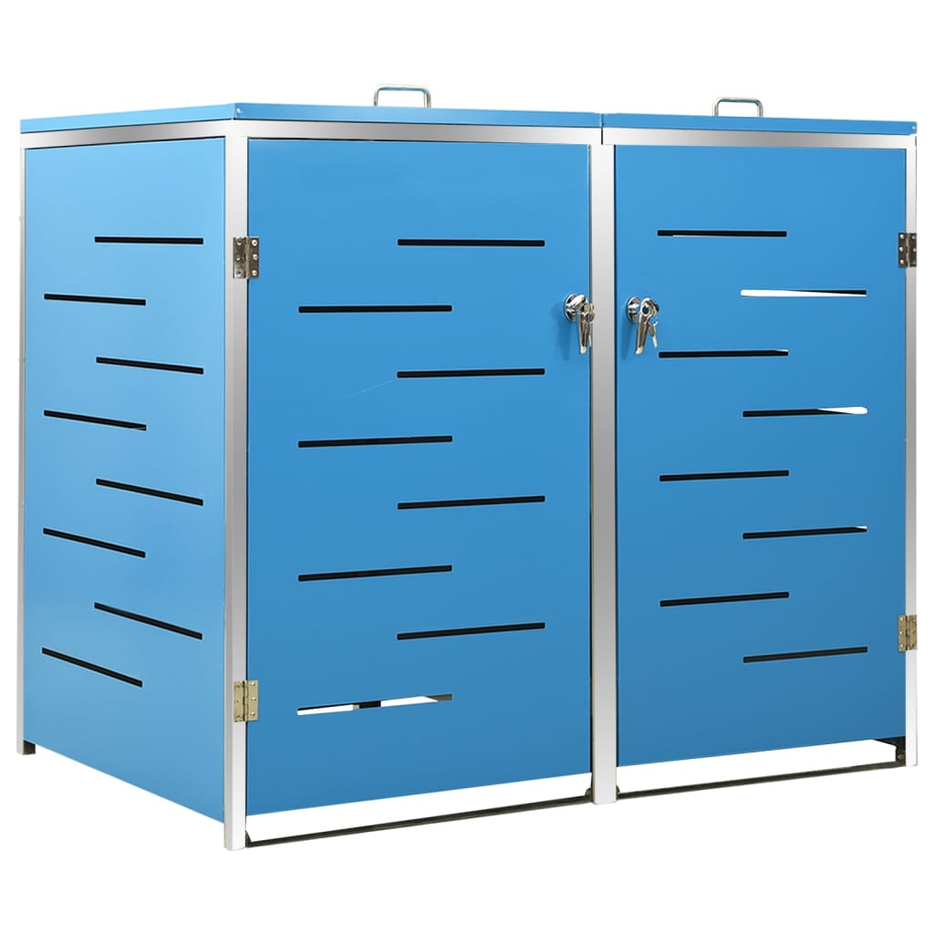 Poubelle double dissimulée 138x77,5x112,5 cm en acier inoxydable - bleu, 2 poubelles, 1 - number 2.