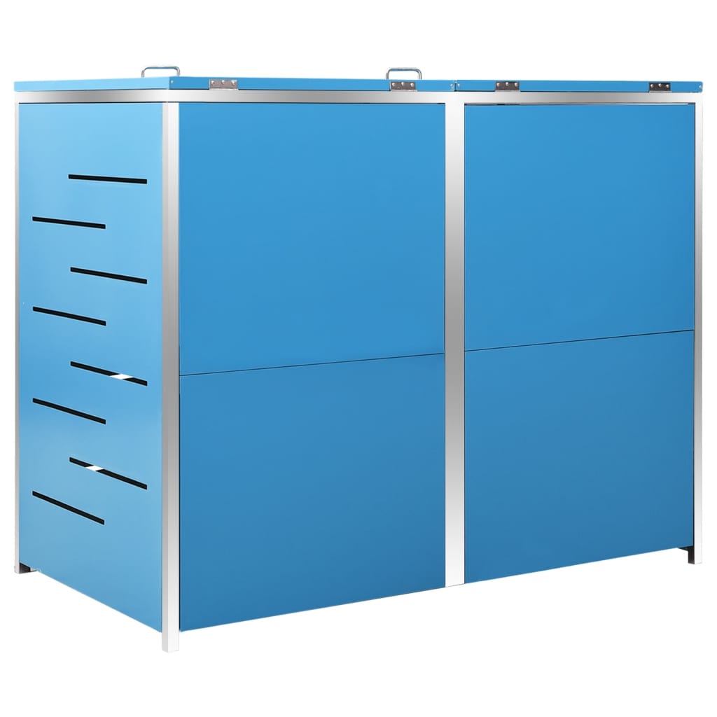 Poubelle double dissimulée 138x77,5x112,5 cm en acier inoxydable - bleu, 2 poubelles, 1 - number 7.
