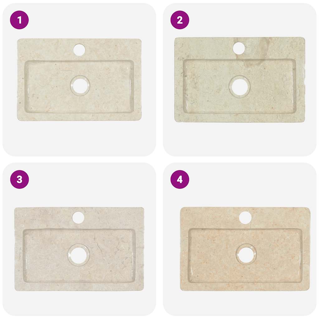 Væghængt håndvask 38x24x6,5 cm marmor cremefarvet - number 10.