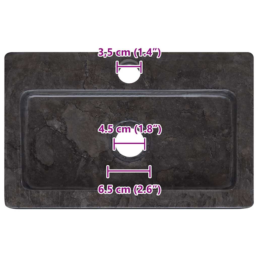 Vägghängt tvättställ 38x24x6,5 cm marmor - svart - number 12.