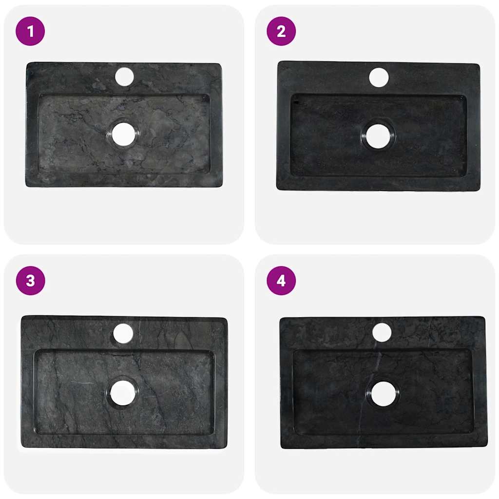 Vägghängt tvättställ 38x24x6,5 cm marmor - svart - number 10.