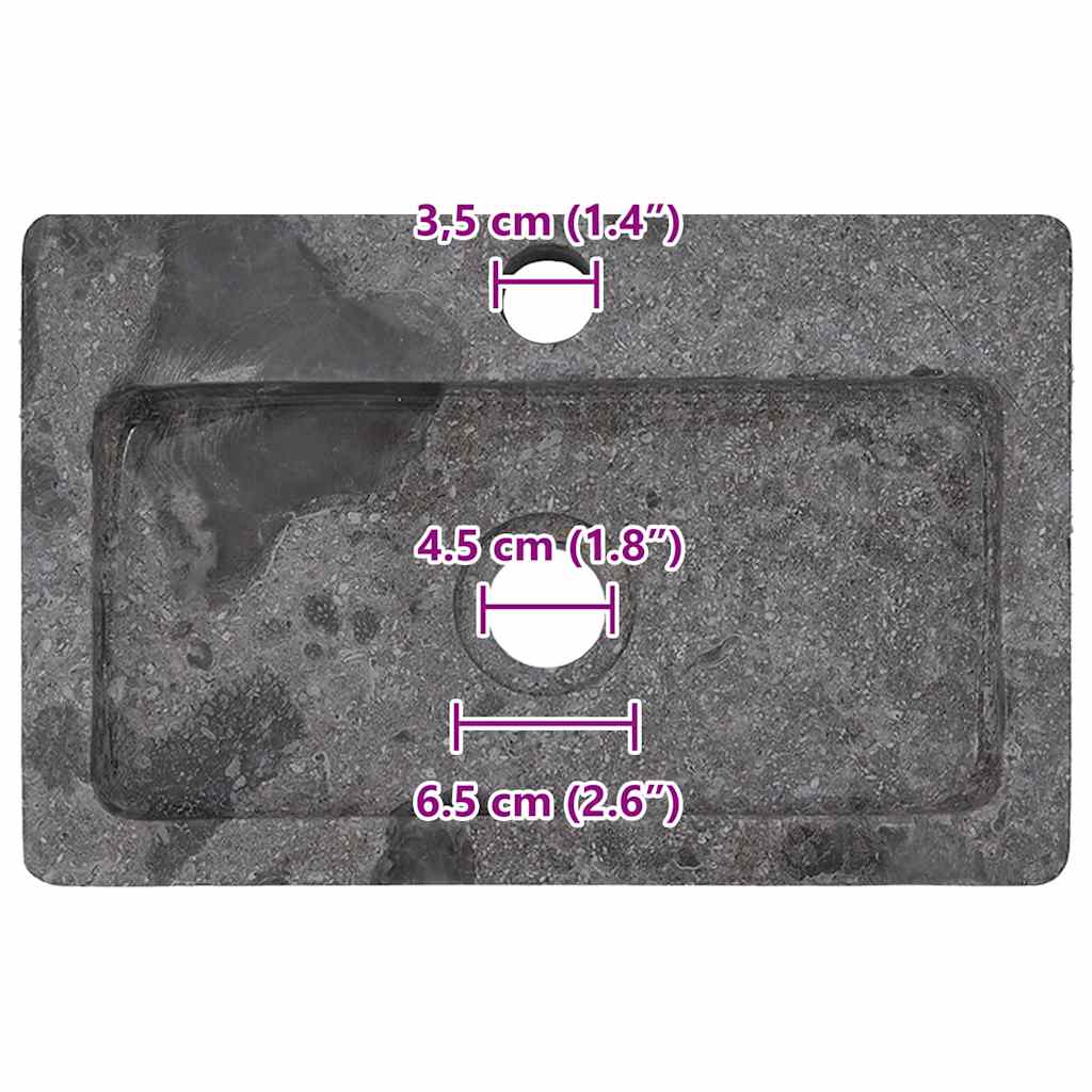 Vägghängt tvättställ 38x24x6,5 cm marmorgrå - number 7.