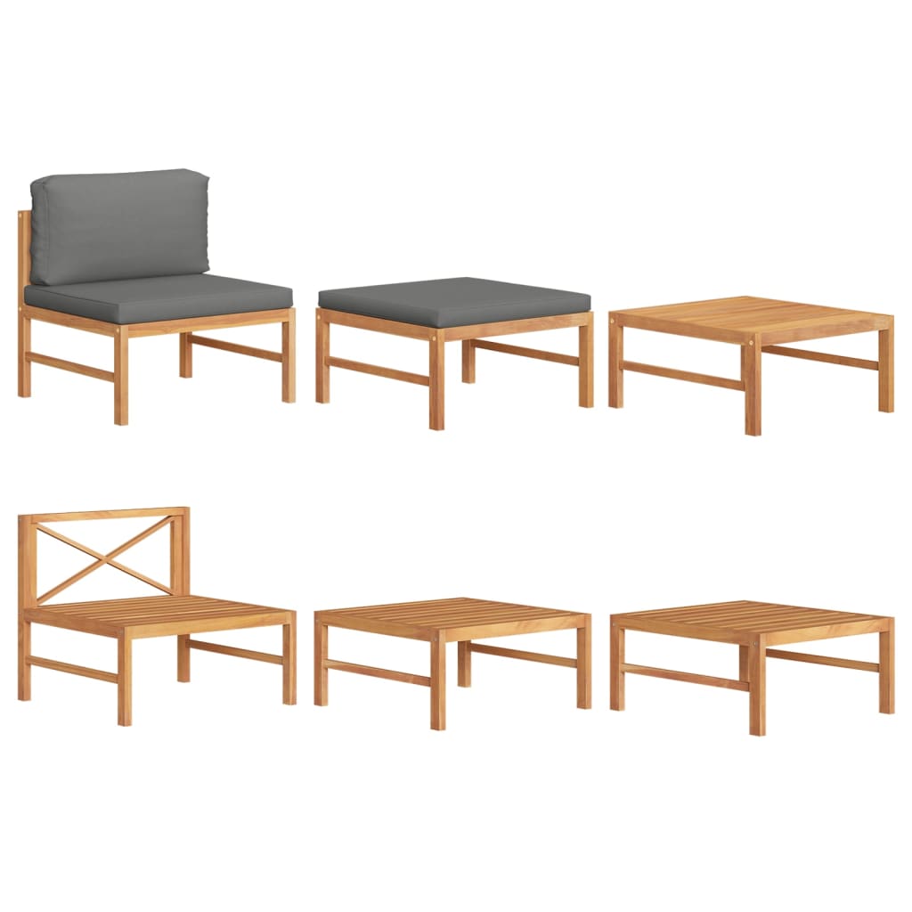 3dílná zahradní sada s tmavě šedými teakovými polštáři - number 1.