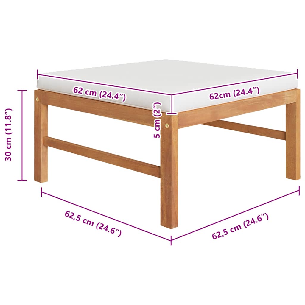 Tabure za noge s jastukom u krem boji, puno tikovino - number 5.
