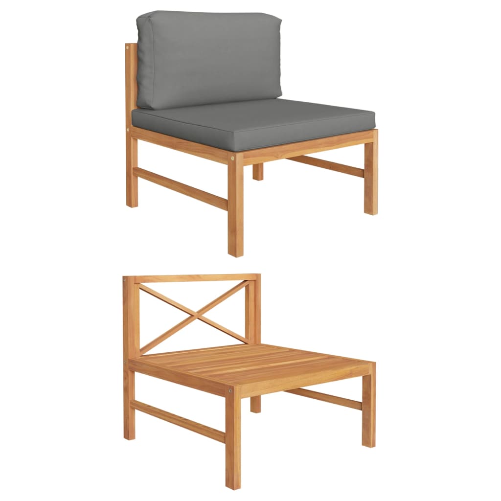 Midterdel til sofa med mørkegrå hynder massivt teaktræ - number 1.