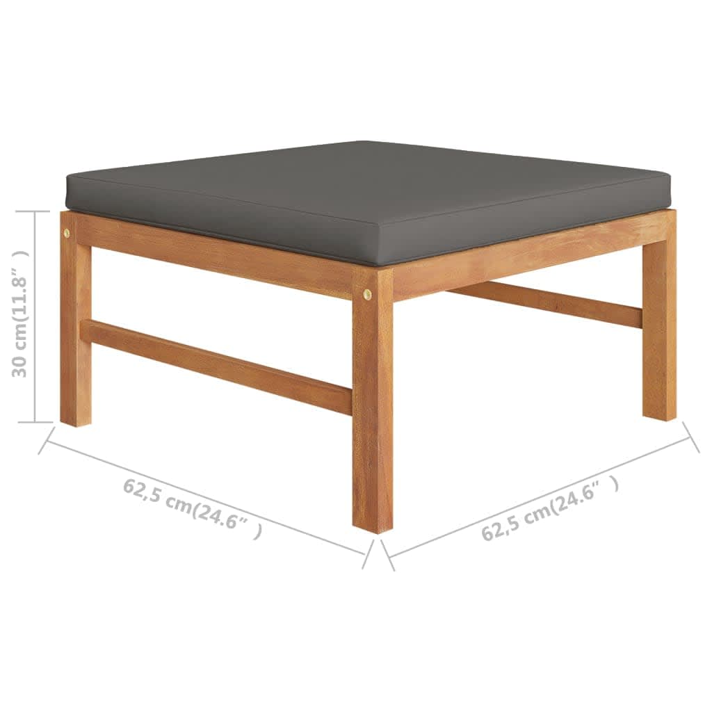 Podnóżek z ciemnoszarą poduszką, lite drewno tekowe - number 5.