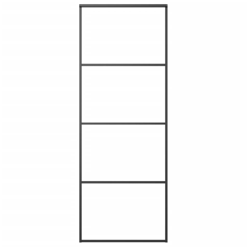 Skydedør aluminium og sikkerhedsglas - sort, 76 x 205 cm, 1, transparent - number 2.