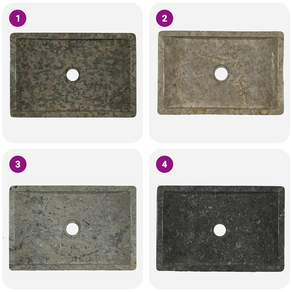 Vasque 45x30x12 cm marbre gris brillant - number 9.