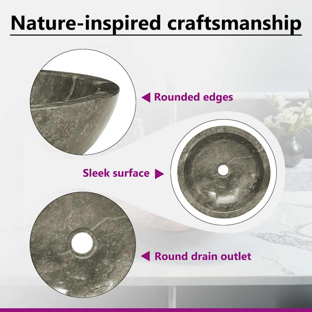 Vasque ø40x12 cm marbre gris - number 12.