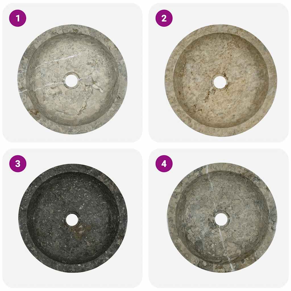 Vasque ø40x12 cm marbre gris - number 8.