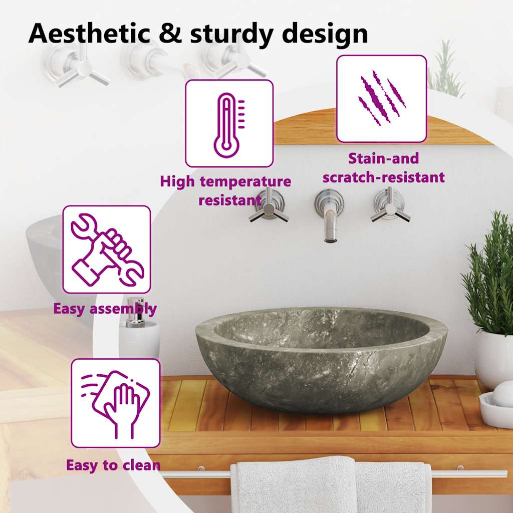 Vasque ø40x12 cm marbre gris - number 11.