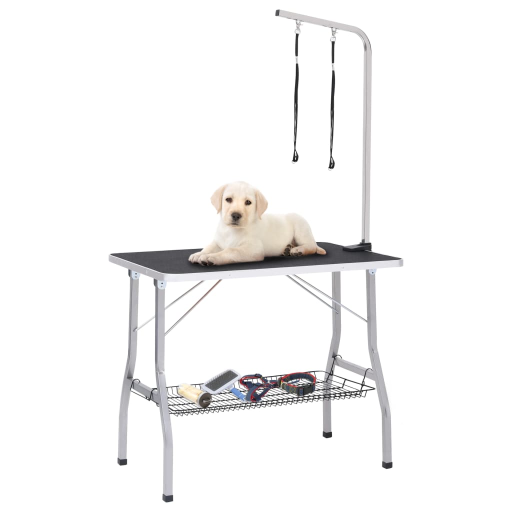Table de toilettage réglable pour chien avec 2 boucles et panier - number 1.