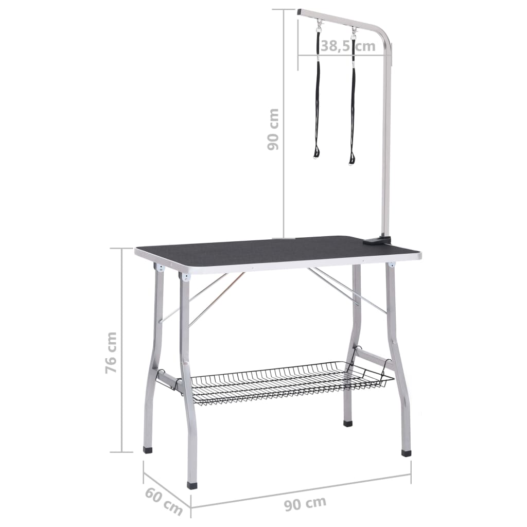 Table de toilettage réglable pour chien avec 2 boucles et panier - number 11.