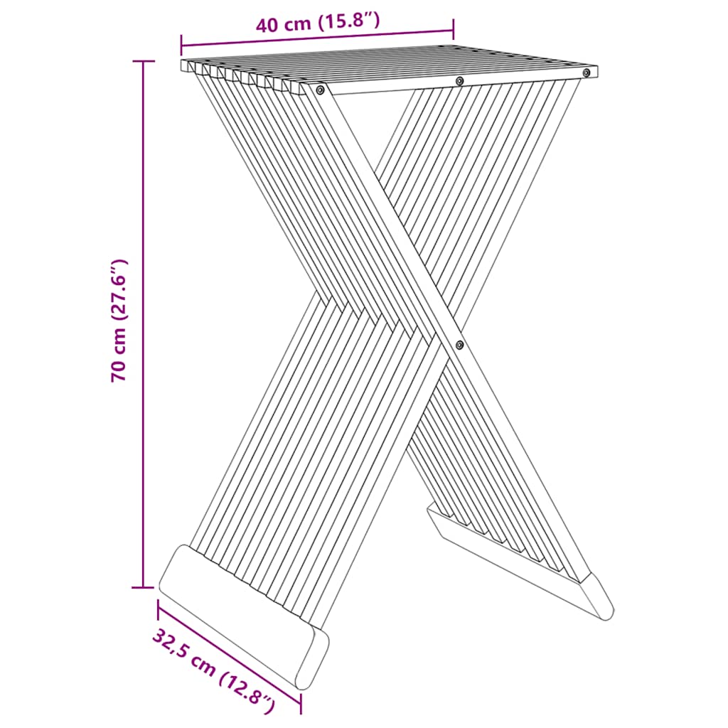 Sammenleggbar krakk 40x32,5x70 cm heltre teak - number 8.