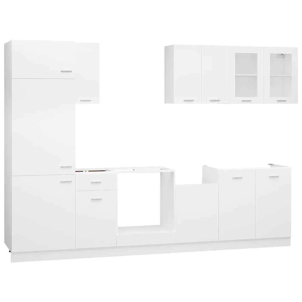 Køkkenskabssæt 8 dele konstrueret træ hvid - number 3.