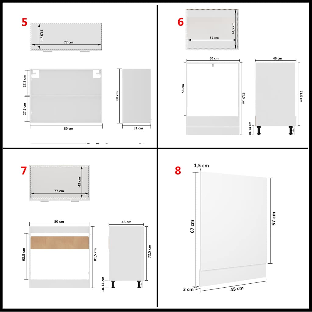 Køkkenskabssæt 8 dele konstrueret træ hvid - number 11.
