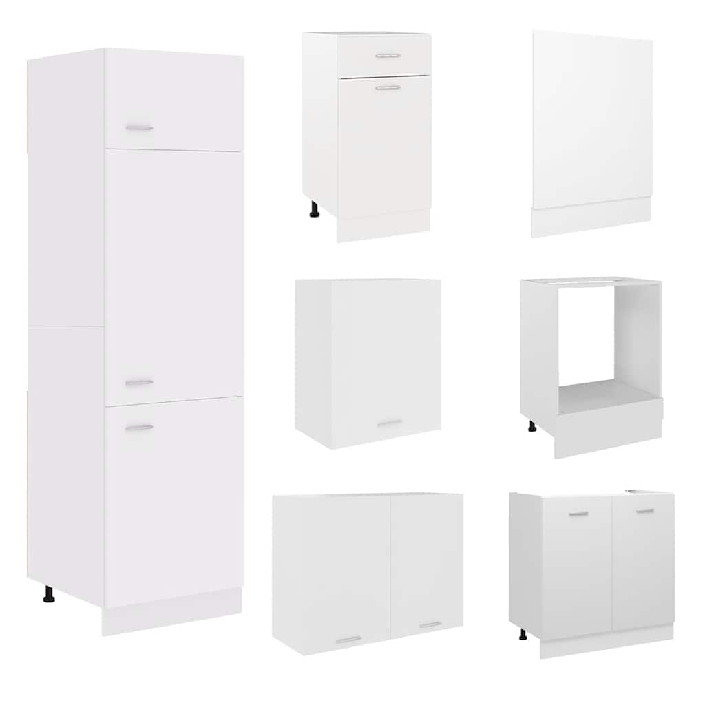 Køkkenskabssæt 7 dele konstrueret træ hvid - number 4.