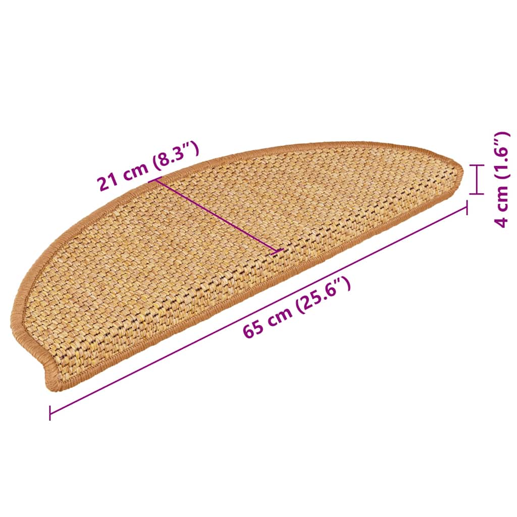 Selvklæbende trappemåtter stk. sisalfarvet - orange, 65 x 21 x 4 cm, 15 - number 8.