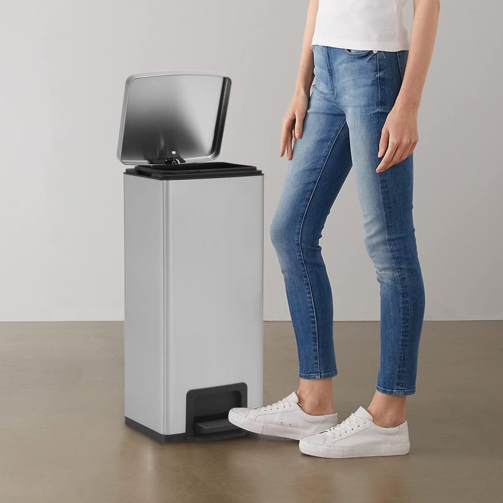 Pedalspand fingeraftryksafvisende 30 l rustfrit stål sølv - number 1.