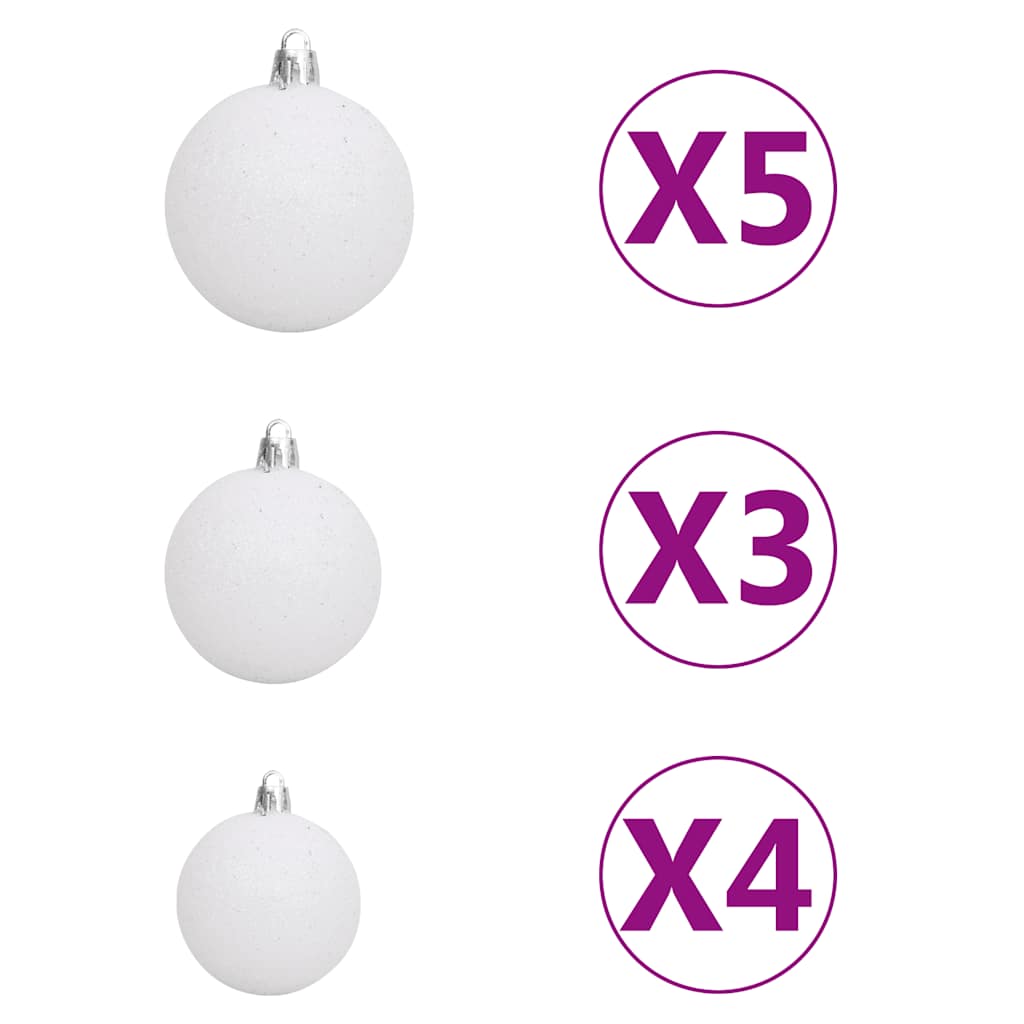 Christmas ball set with top spire 61 parts 150 leds white and grey - number 8.