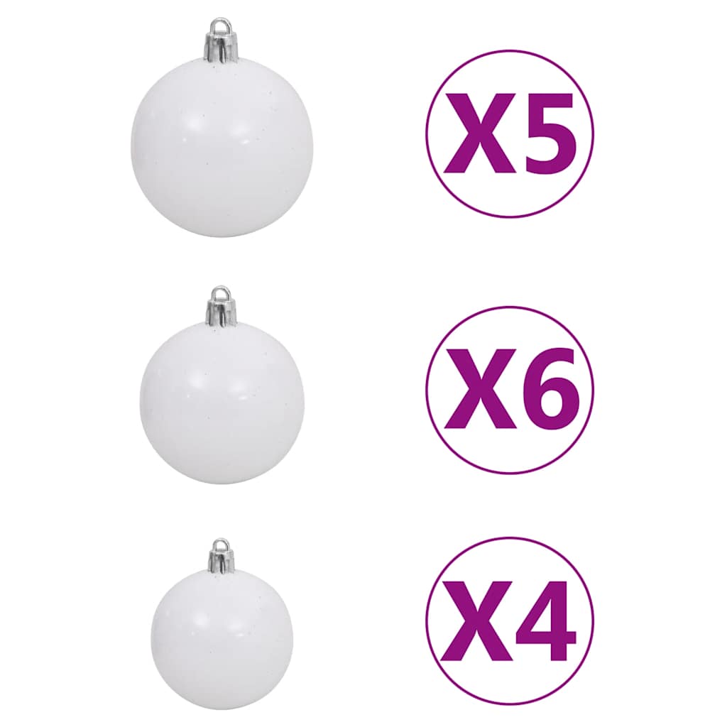 Christmas ball set with top spire 61 parts 150 leds white and grey - number 10.