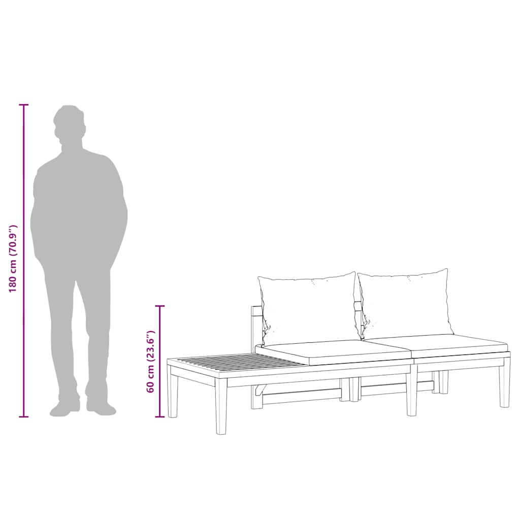 Lounge set för trädgården 2 delar med kuddar akacia trä - number 11.