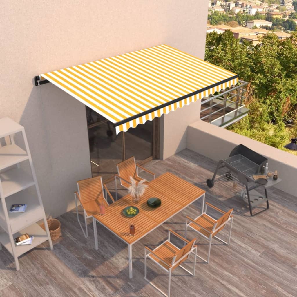 Awning manual operation - yellow and white, 450 x 300 cm, 1 - number 1.