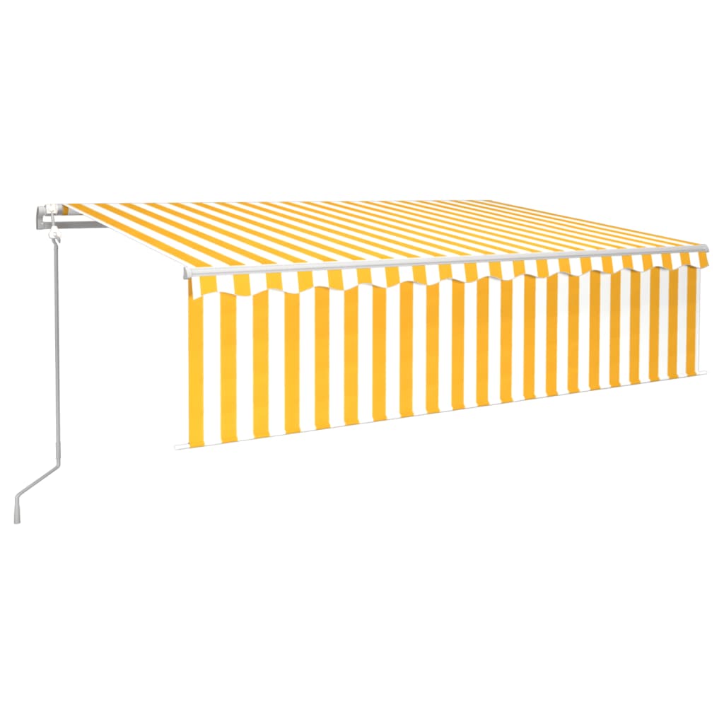 Awning w. roller blind+led+wind sensor auto yellow/white - yellow and white, 6 x 3 m, 1 - number 2.
