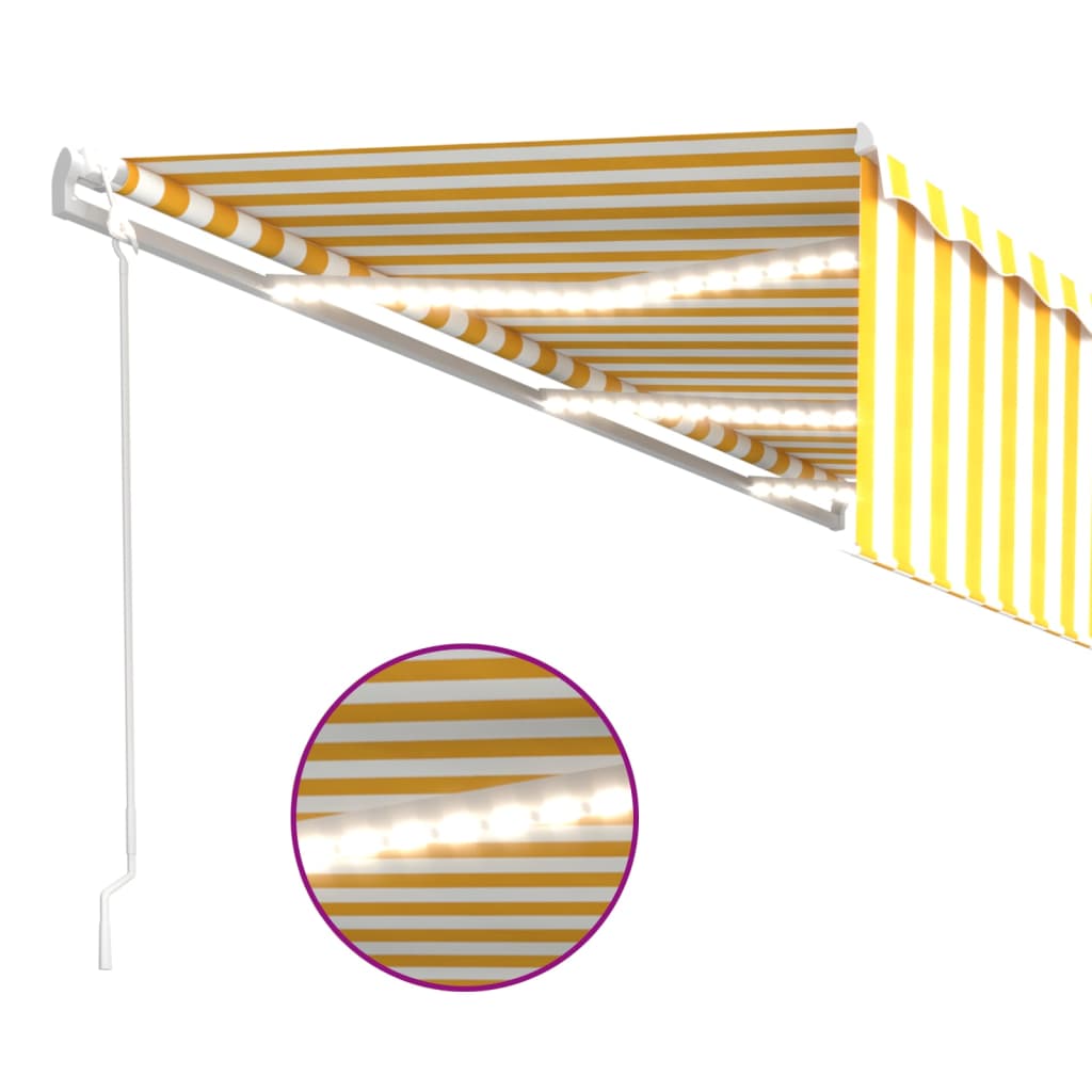 Awning w. roller blind+led+wind sensor auto yellow/white - yellow and white, 6 x 3 m, 1 - number 5.