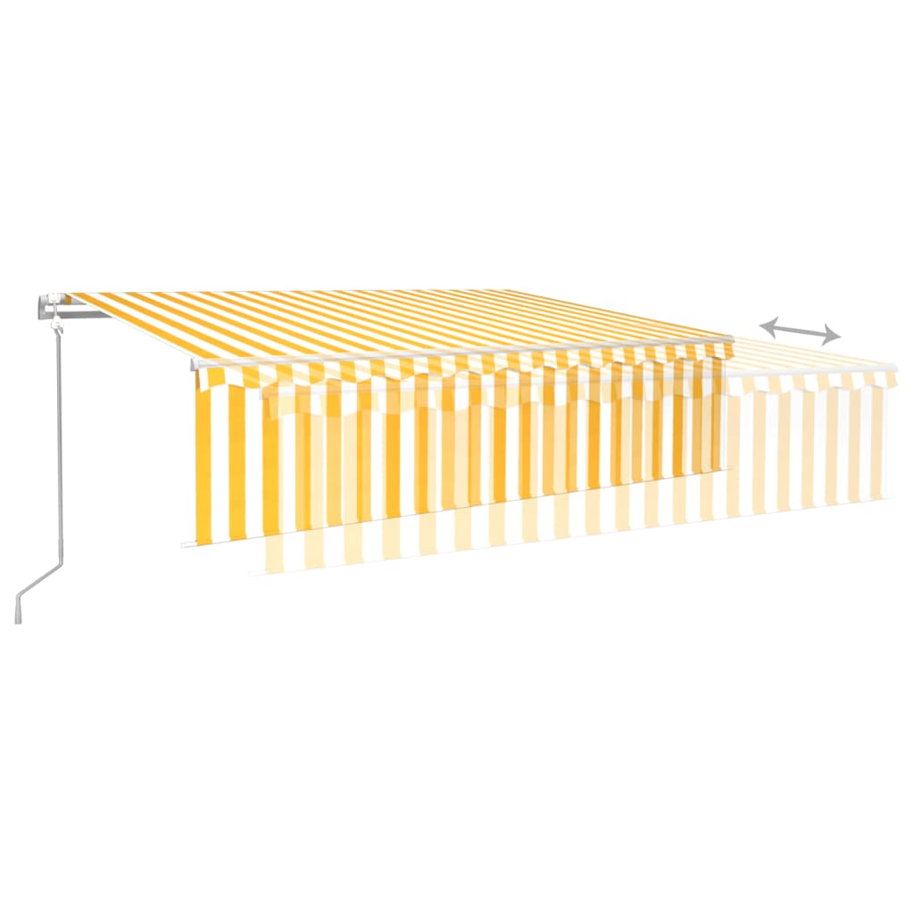 Awning w. roller blind+led+wind sensor auto yellow/white - yellow and white, 6 x 3 m, 1 - number 4.