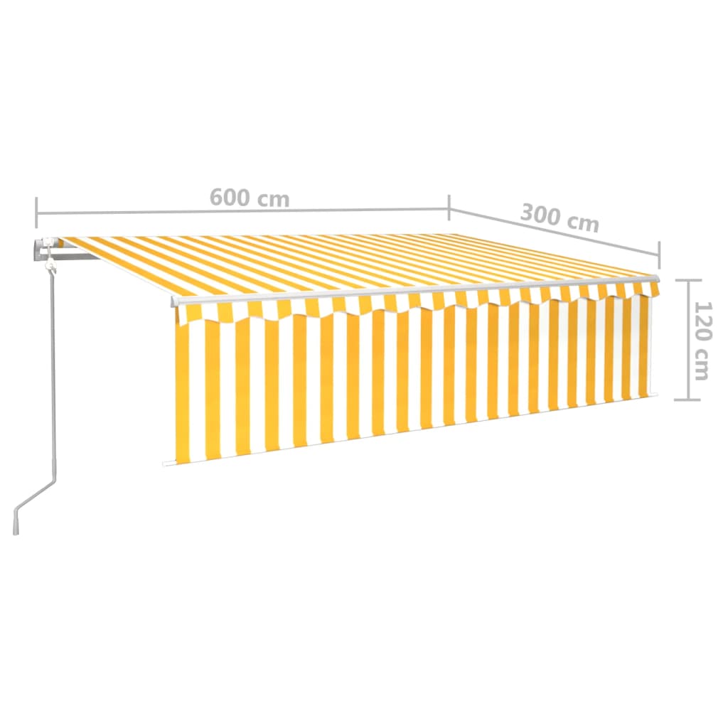 Awning w. roller blind+led+wind sensor auto yellow/white - yellow and white, 6 x 3 m, 1 - number 10.
