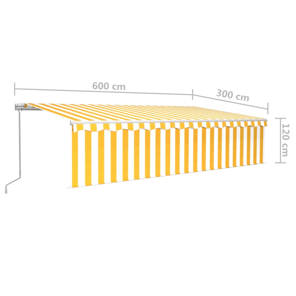 Awning with curtain manual operation - yellow and white, 6 x 3 m, 1 - number 7.