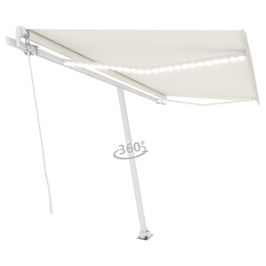 Awning with led light, manual operation, cream-coloured - number 3.