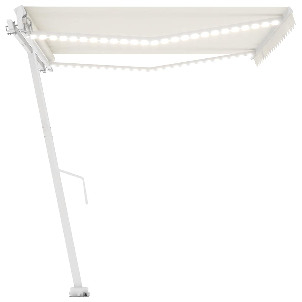 Awning with led light, manual operation, cream-coloured - number 6.