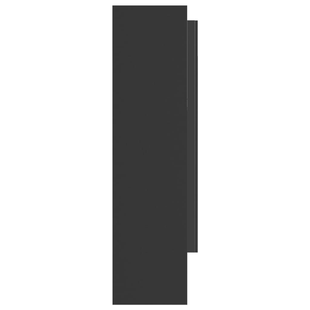 Badeværelsesskab med spejl 80x15x60 cm mdf grå - antracitgrå, 1 - number 6.