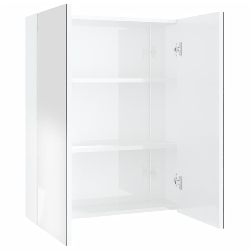Meuble de salle de bain avec miroir 60x15x75 cm mdf - blanc brillant, 1 - number 2.