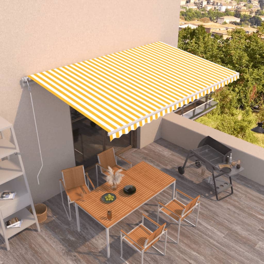 Awning automatic operation - yellow and white, 500 x 350 cm, 1 - number 1.