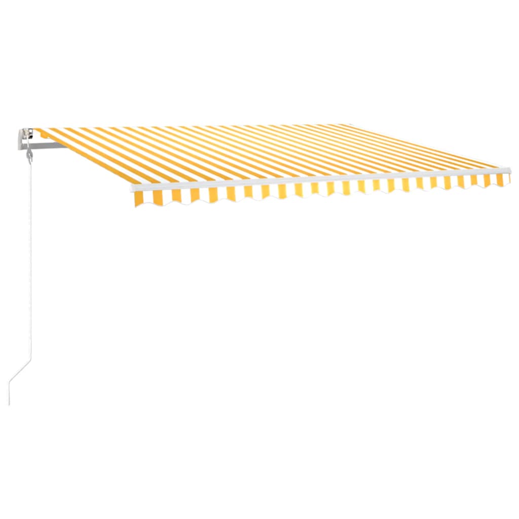 Store banne avec liens + capteur de vent automatique - jaune et blanc, 400 x 300 cm, 1 - number 2.
