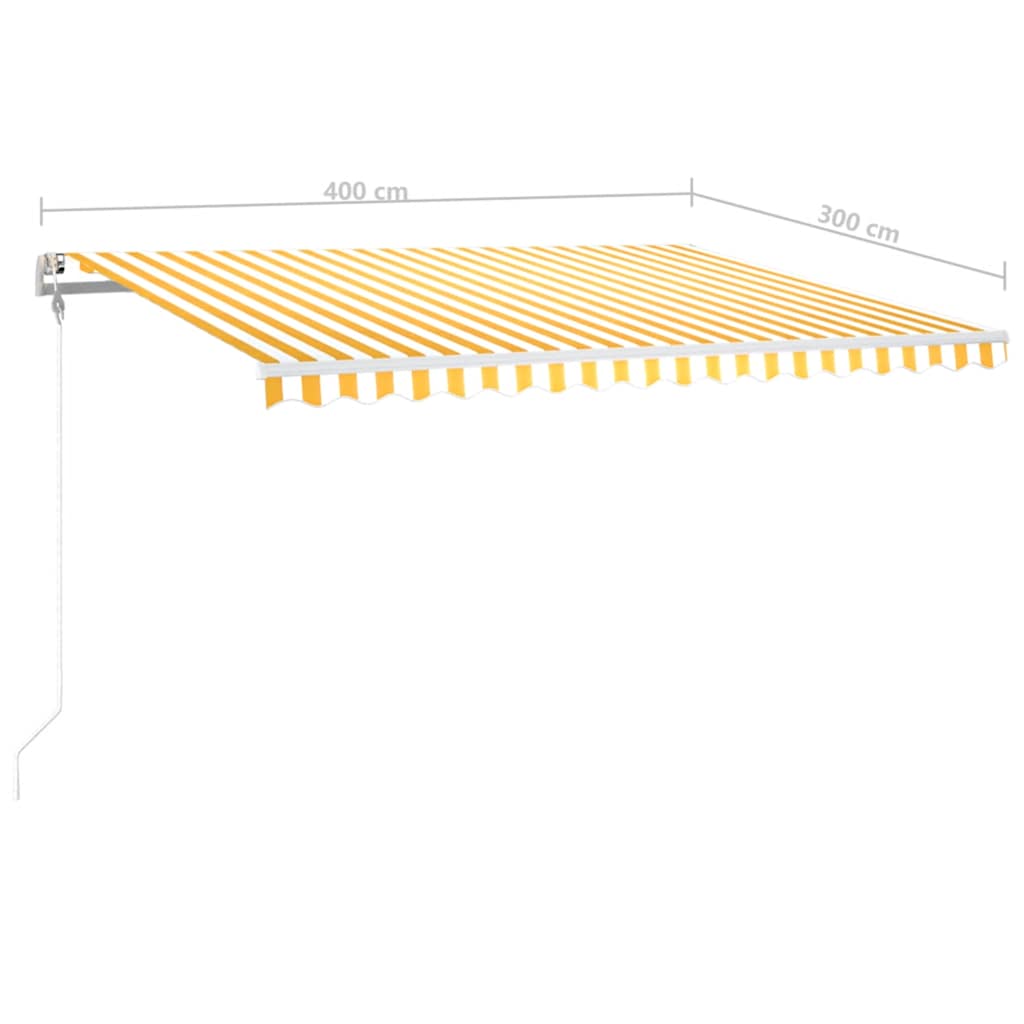 Store banne avec liens + capteur de vent automatique - jaune et blanc, 400 x 300 cm, 1 - number 10.