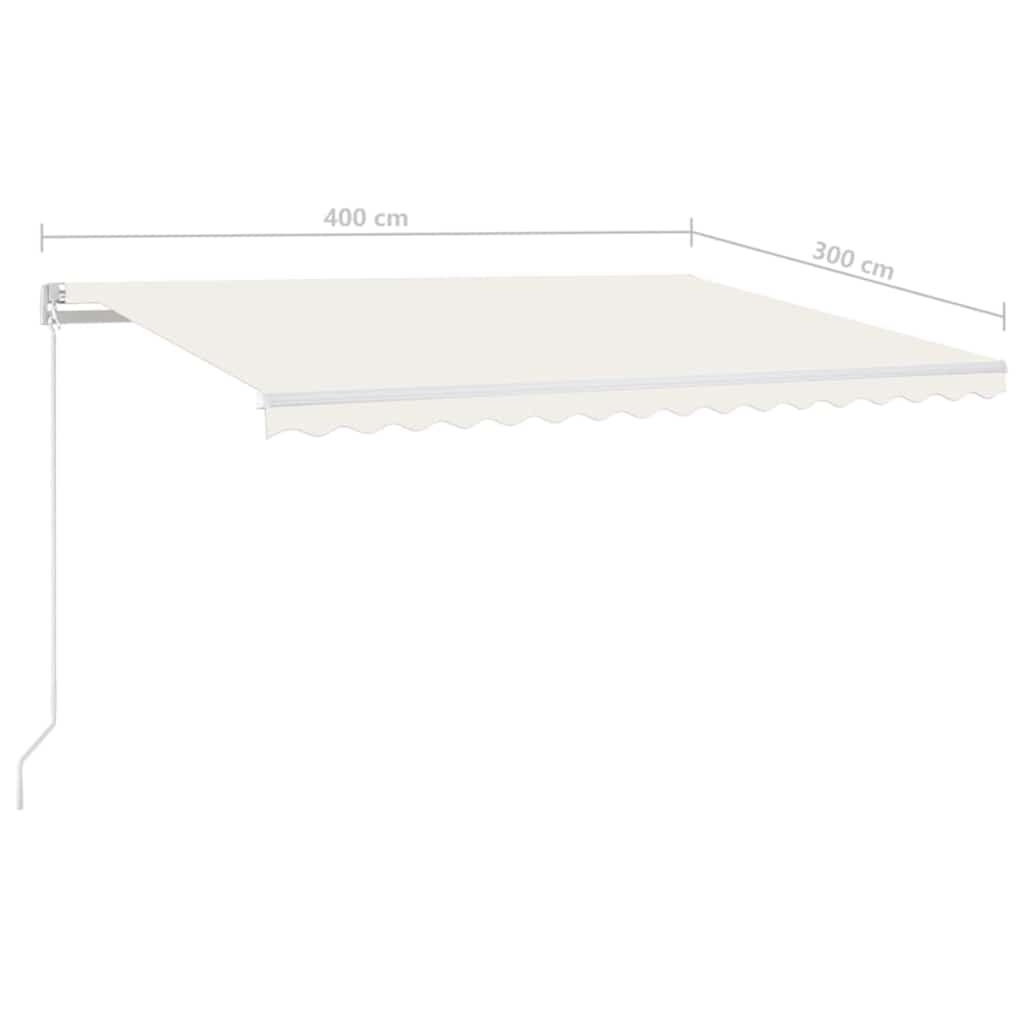 Awning with led lights, manual operation, cream-colored - cream, 400 x 300 cm, 1 - number 7.