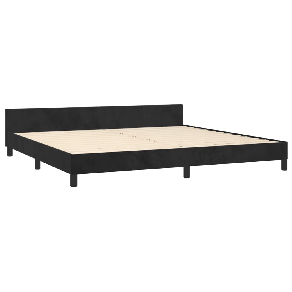 Bed frame without mattress velvet - black, 200 x 200 cm, block with squares - number 5.