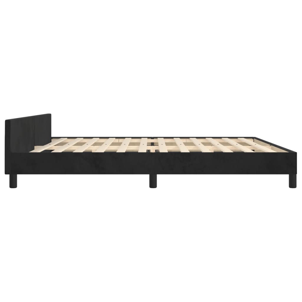 Bed frame without mattress velvet - black, 200 x 200 cm, block with squares - number 7.