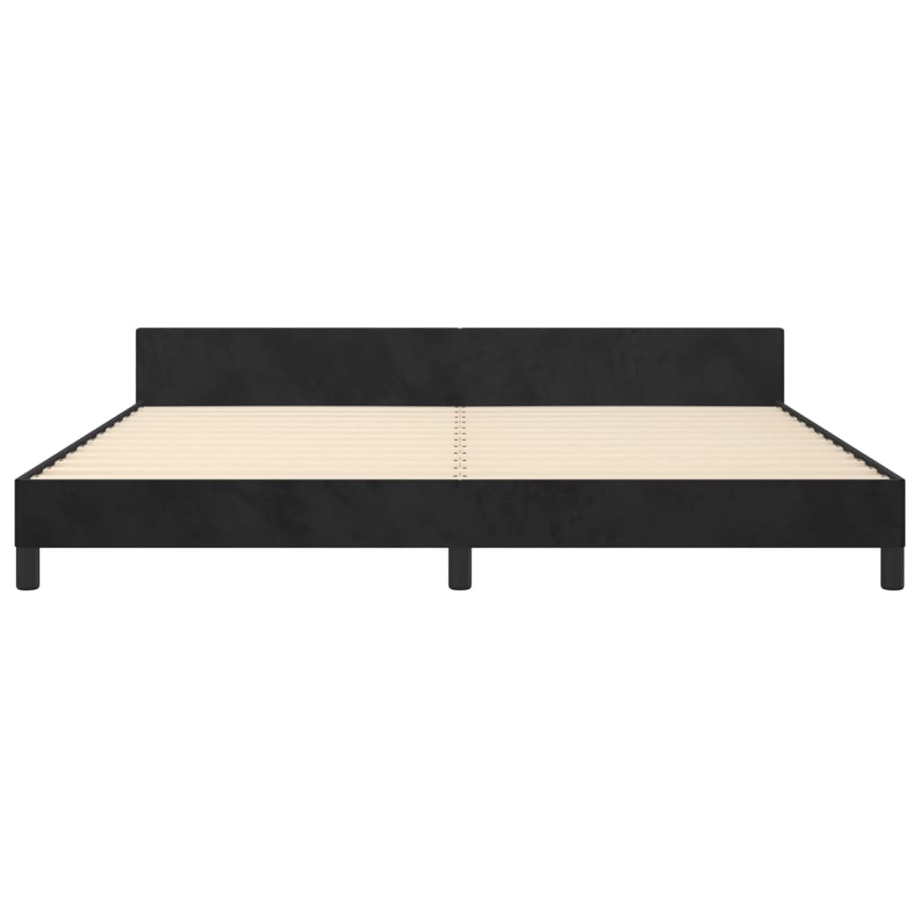 Bed frame without mattress velvet - black, 200 x 200 cm, block with squares - number 6.