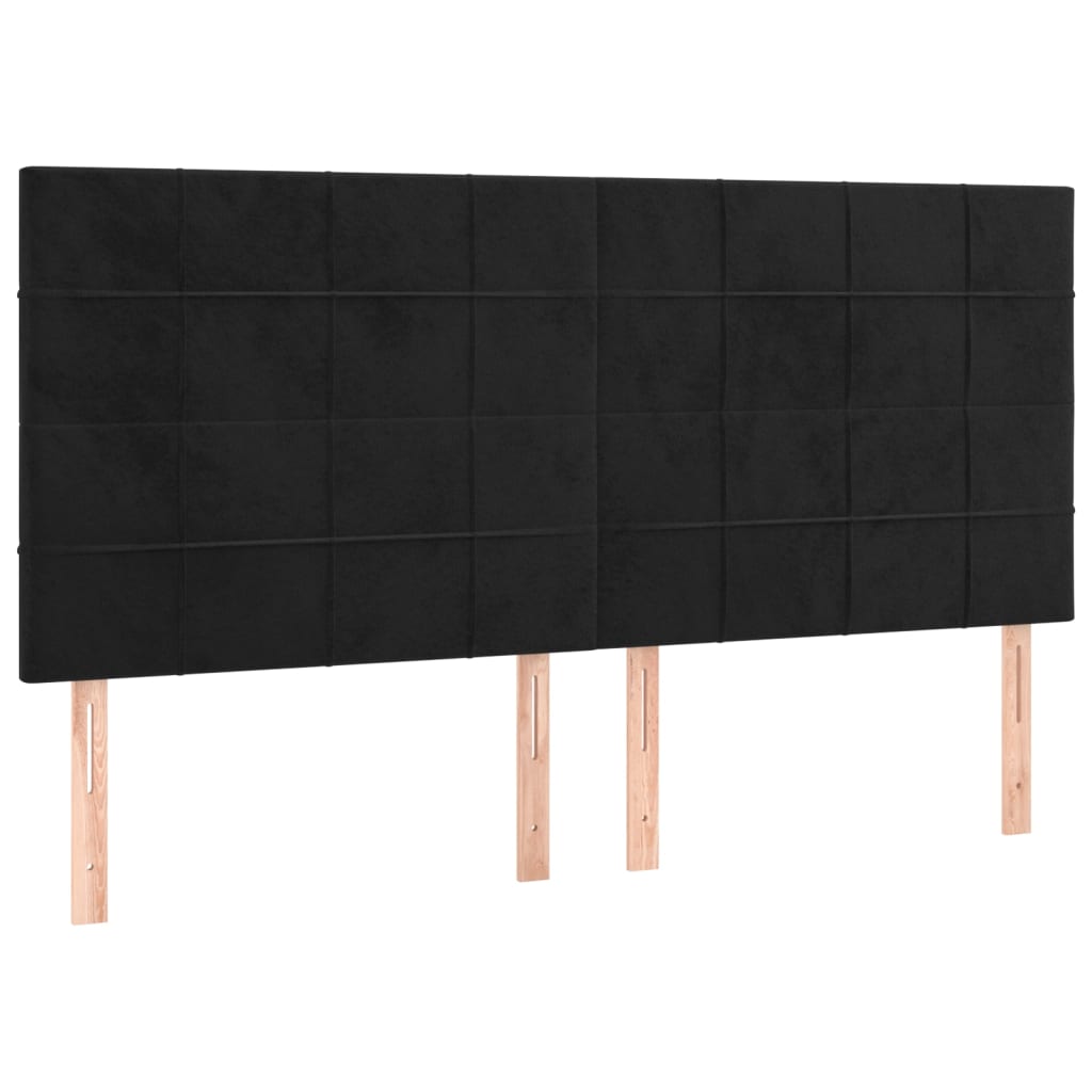 Bed frame without mattress velvet - black, 200 x 200 cm, block with squares - number 8.