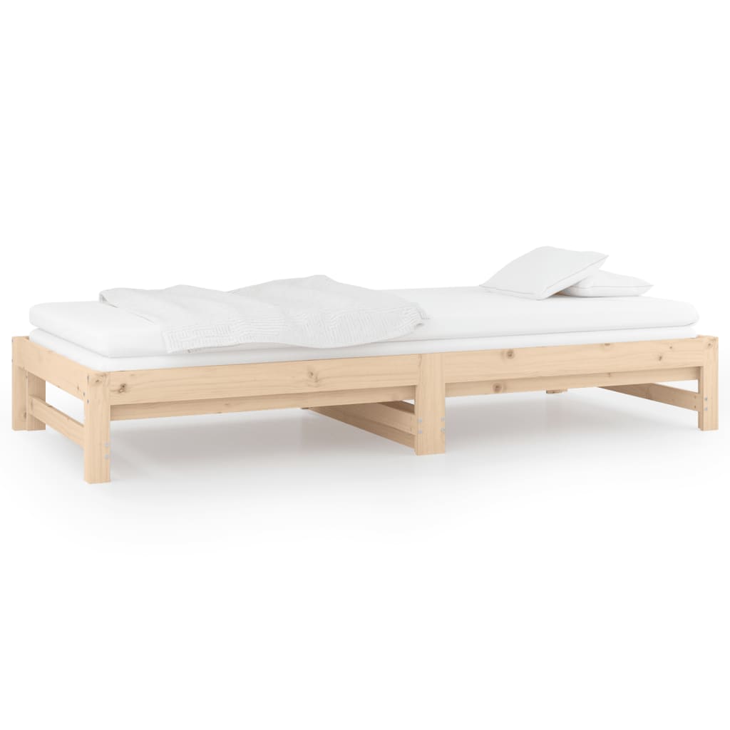 Daybed med udtræk 2x(80x200) cm massivt fyrretræ - naturfarvet, 80 x 200 cm - number 6.