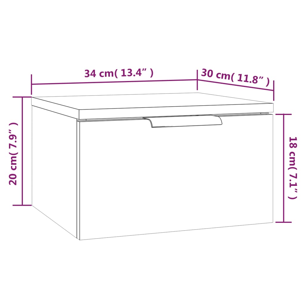 Wall-hung bedside tables pcs. 34x30x20 cm - white, 2 - number 12.